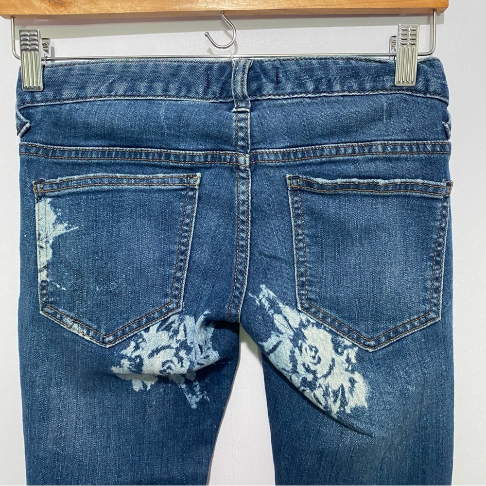 Free People Floral Skinny Jeans Size 24 Comfy Stretch Preppy Casual - Picture 4 of 12